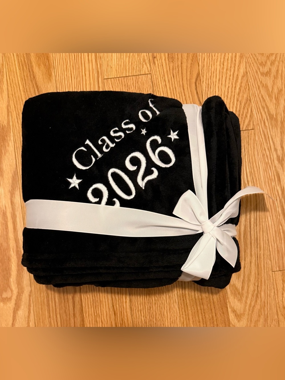Class of 2026 soft black fleece embroidered blanket throw NEW